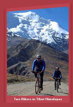 Two Bikers in Tibet, Himalayas