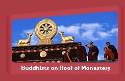 Buddhist on Roof of Monastery