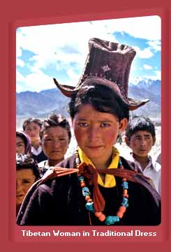 Tibetan Woman in Traditional, Dress